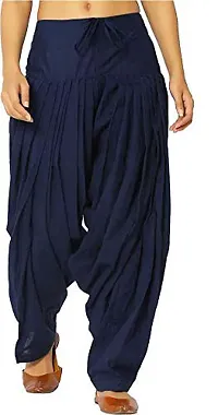 Caaspy Women's Cotton Plain Semi Patiala Salwar Patiala Pants Cotton Patiala Combo (Size: Free Size, Length: 41 Inches) (Beige Combo) (Beige  Navy Blue)-thumb1