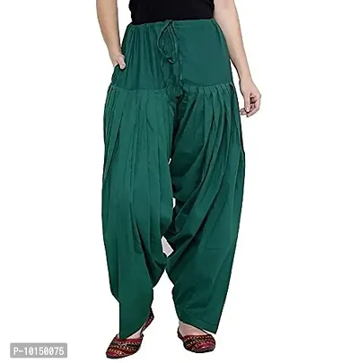 Caaspy Women's Cotton Plain Semi Patiala Salwar Patiala Pants Cotton Patiala Combo (Size: Free Size, Length: 41 Inches) (Green Combo) (Green  Rama Green)-thumb4