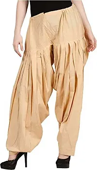 Caaspy Women's Cotton Plain Semi Patiala Salwar Patiala Pants Cotton Patiala Combo (Size: Free Size, Length: 41 Inches) (Beige Combo) (Beige  Navy Blue)-thumb3