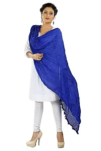 Caaspy Cotton Dupatta Plain Dupatta Cotton Plain Dupatta Solid Dupatta Sacarf For Women Chunni For Women Dupatta For Women (Length: 2.25 Meter, Width: 1 Meter) (White & Blue)-thumb3