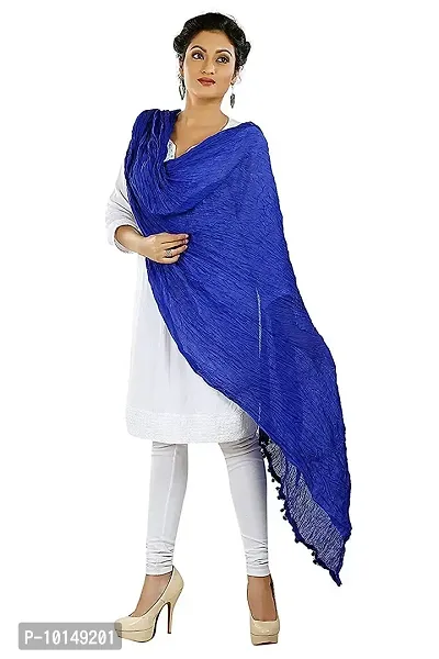 Caaspy Cotton Dupatta Plain Dupatta Cotton Plain Dupatta Solid Dupatta Sacarf For Women Chunni For Women Dupatta For Women (Length: 2.25 Meter, Width: 1 Meter) (White & Blue)-thumb4