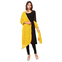 Caaspy Cotton Dupatta Plain Dupatta Cotton Plain Dupatta Solid Dupatta Sacarf For Women Chunni For Women Dupatta For Women (Length: 2.25 Meter, Width: 1 Meter) (Yellow & Black Dupatta)-thumb1