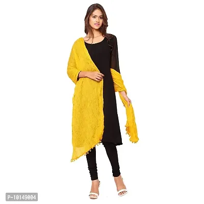 Caaspy Cotton Dupatta Plain Dupatta Cotton Plain Dupatta Solid Dupatta Sacarf For Women Chunni For Women Dupatta For Women (Length: 2.25 Meter, Width: 1 Meter) (Yellow & Black Dupatta)-thumb2