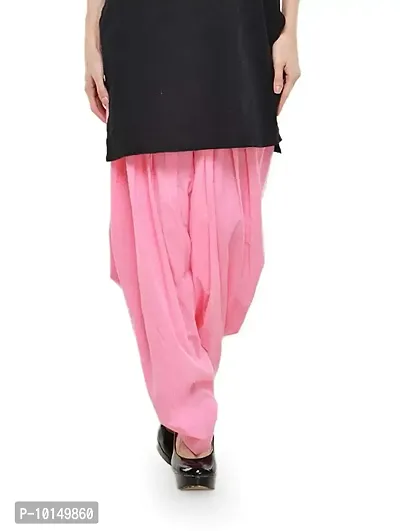 Caaspy Women's Cotton Plain Semi Patiala Salwar Patiala Pants Cotton Patiala (Size: Free Size, Length: 41 Inches) (Cotton, Baby Pink)