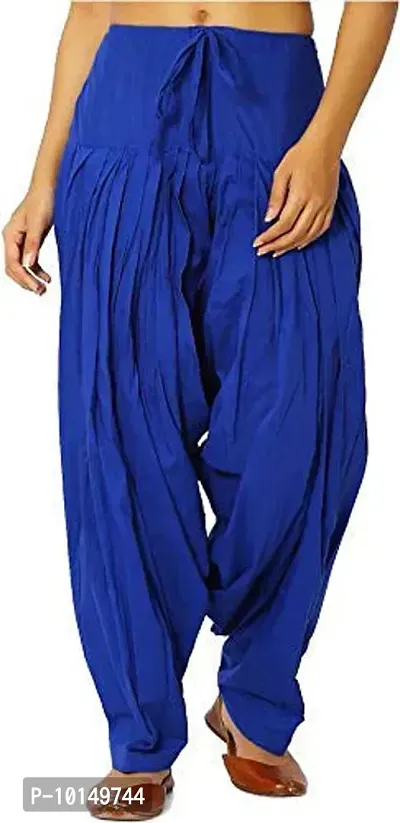 Caaspy Women's Cotton Plain Semi Patiala Salwar Patiala Pants Cotton Patiala Combo (Size: Free Size, Length: 41 Inches) (Black Combo) (Black & Royal Blue)-thumb4