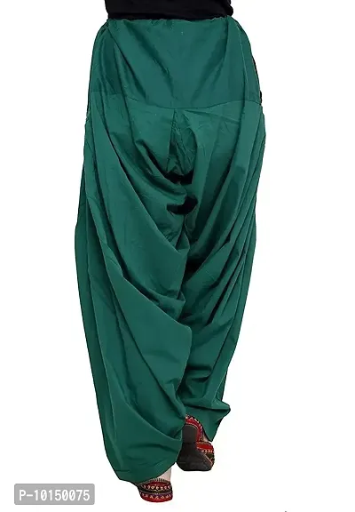 Caaspy Women's Cotton Plain Semi Patiala Salwar Patiala Pants Cotton Patiala Combo (Size: Free Size, Length: 41 Inches) (Green Combo) (Green  Rama Green)-thumb5