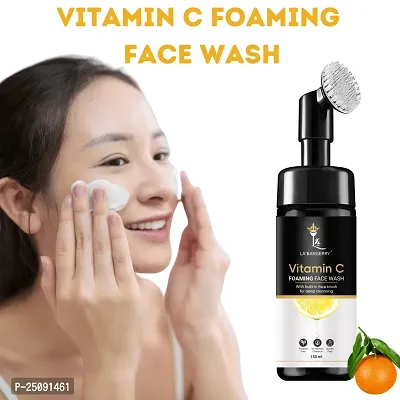 LA'BANGERRY Vitamin C foaming face wash | foaming wash | foaming brush | Brighten Skin | Lighten Skin | Whitening foaming face wash | Radiant Glow Vitamin C Gel -150 ml pack of 1