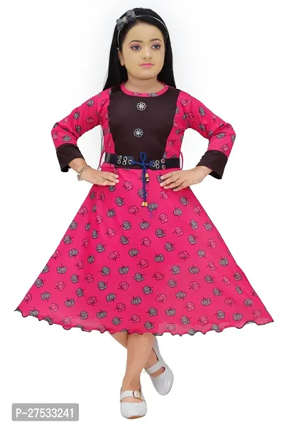 Fancy Floral Printed Frock For Girls-thumb0