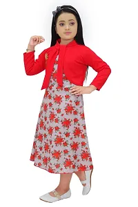 Fancy Red Floral Printed Frock For Girls-thumb4