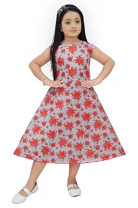 Fancy Red Floral Printed Frock For Girls-thumb2