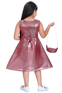 Stylish Maroon Cotton Spandex Partywear Dress For Girls-thumb3