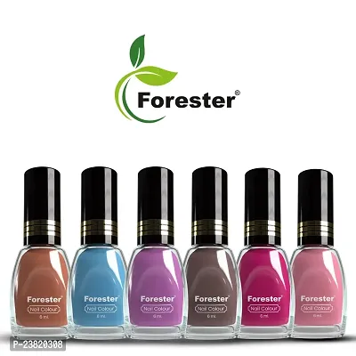 Forester Color Rich Toxic Free Perfection Shine Nail Polish Set of 6 Coral, Mischievous Mint, Bright Plum, Dark Nude, Nude, ETC  - 6 ML-thumb0