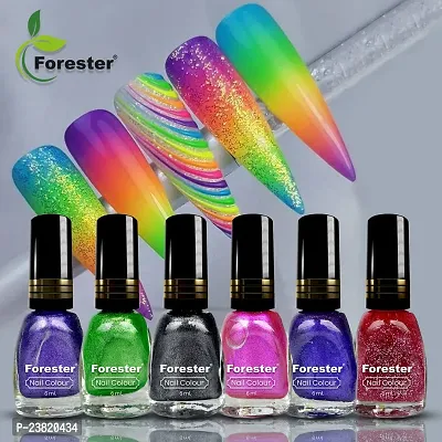 Forester professional metallic multicolor nail polish pack of 6 - Each Bottel 6ml