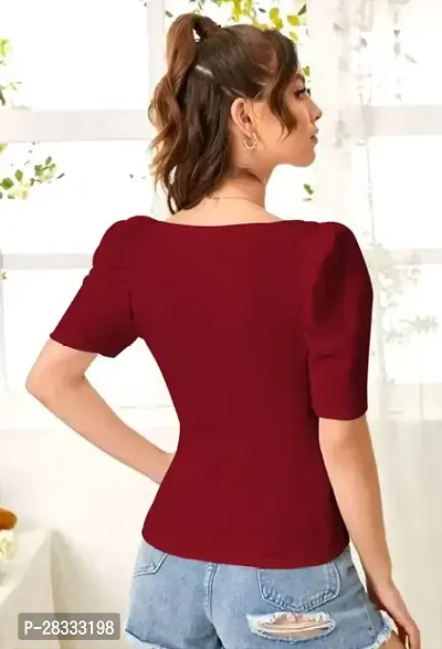Elegant Maroon Polyester Solid Regular Length Top For Women-thumb2