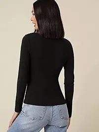 Elegant Black Polyester Solid Regular Length Top For Women-thumb1