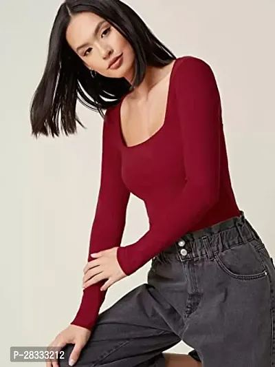 Elegant Maroon Polyester Solid Regular Length Top For Women-thumb3