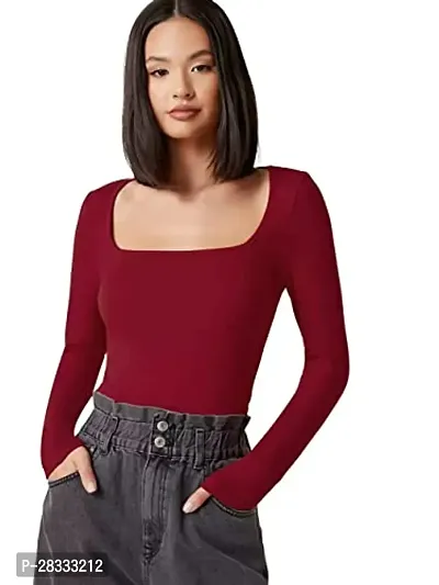 Elegant Maroon Polyester Solid Regular Length Top For Women-thumb0