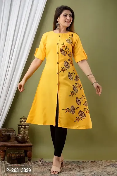 PEELOANE SHRIVASHRI TEX Women's New Elegance Regular Fit Soft Cotton 3/4 Sleeve Casual Round Kurti-thumb2