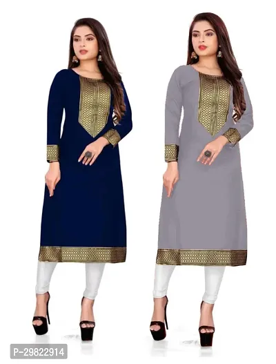 Fancy Cotton Slub Kurtas For Women Pack Of 2-thumb0