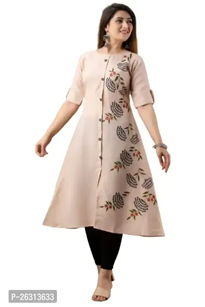 PEELOANE SHRIVASHRI TEX Women's New Elegance Regular Fit Soft Cotton 3/4 Sleeve Casual Round Kurti