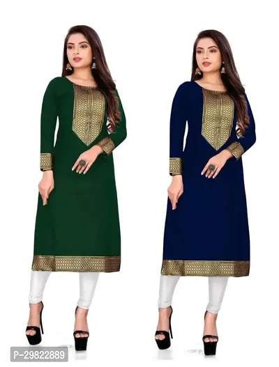 Fancy Cotton Slub Kurtas For Women Pack Of 2-thumb0