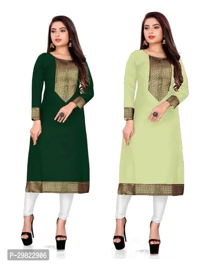 Fancy Cotton Slub Kurtas For Women Pack Of 2-thumb0