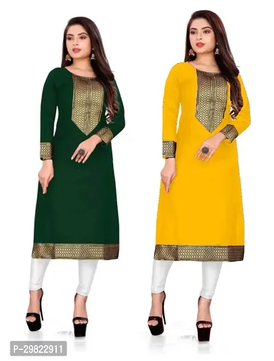 Fancy Cotton Slub Kurtas For Women Pack Of 2-thumb0