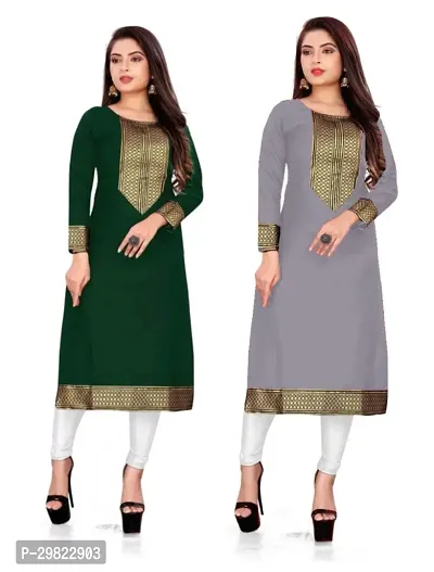 Fancy Cotton Slub Kurtas For Women Pack Of 2-thumb0