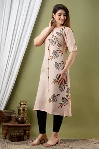 PEELOANE SHRIVASHRI TEX Women's New Elegance Regular Fit Soft Cotton 3/4 Sleeve Casual Round Kurti-thumb2