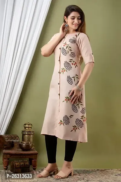 PEELOANE SHRIVASHRI TEX Women's New Elegance Regular Fit Soft Cotton 3/4 Sleeve Casual Round Kurti-thumb3