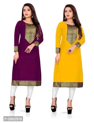 Fancy Cotton Slub Kurtas For Women Pack Of 2-thumb0