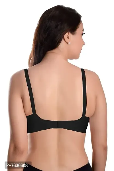 Featherline Cotton Non Padded Non Wired Women's Everyday Bras (Cotton Straps) (Black, 32B)-thumb2