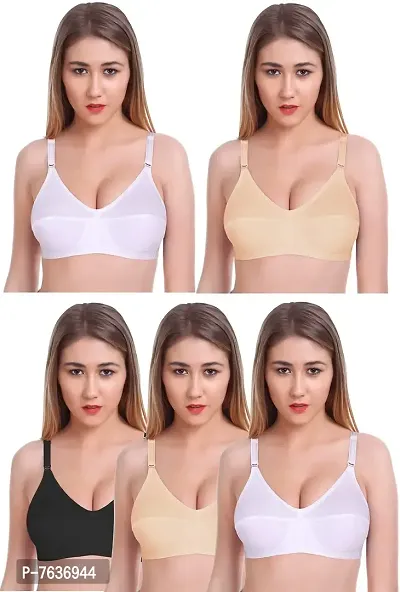 Featherline 100% Pure Cotton Perfect Fitted Non Padded Women's Teenager Bras (Elastic Straps)-thumb0