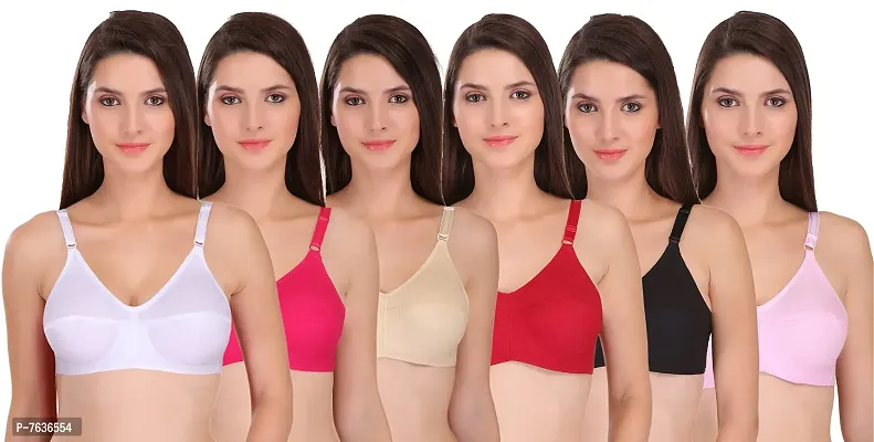 Featherline 100% Pure Cotton Perfect Fitted Non Padded Women's Everyday  Bras (Elastic Straps)