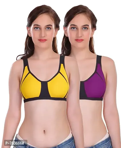 Buy Lyra Women's Non-padded Sports Bra Pack Of 2 - Multi-Color online