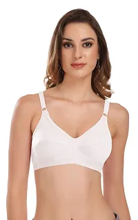 Featherline Cotton Non Padded Non Wired Full Coverage Women's Everyday Bra (Skin, White, 32B)-thumb4