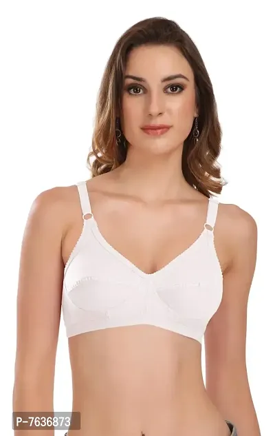 Featherline Cotton Non Padded Non Wired Full Coverage Women's Everyday Bra (Skin, White, 32B)-thumb5