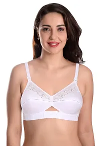 Featherline Pure Cotton Embroidered Non Padded Non Wired Women's Everyday Bras (Cotton Straps)-thumb1