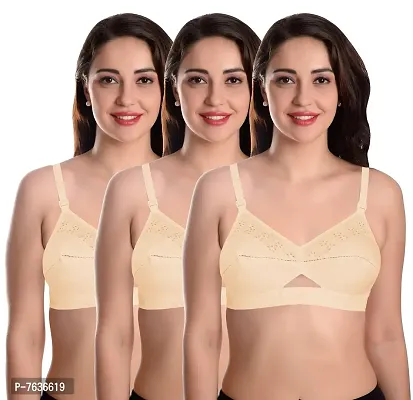 Buy Featherline Pure Cotton Embroidered Non Padded Non Wired Women's  Everyday Bras (Cotton Straps) Online In India At Discounted Prices