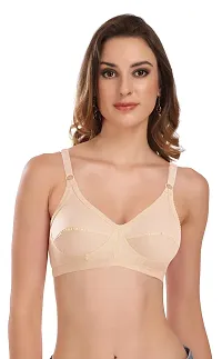 Featherline Cotton Non Padded Non Wired Full Coverage Women's Everyday Bra (Skin, White, 32B)-thumb3