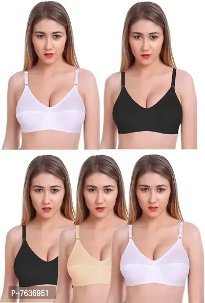 Featherline 100% Pure Cotton Perfect Fitted Non Padded Women's Teenager Bras (Elastic Straps)