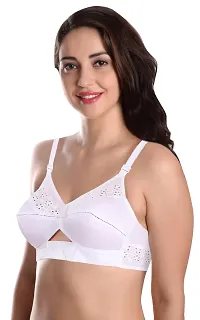 Featherline Pure Cotton Embroidered Non Padded Non Wired Women's Everyday Bras (Cotton Straps)-thumb3