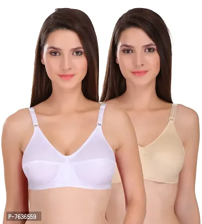 Featherline 100% Pure Cotton Perfect Fitted Non Padded Women's Everyday Bras (Elastic Straps)