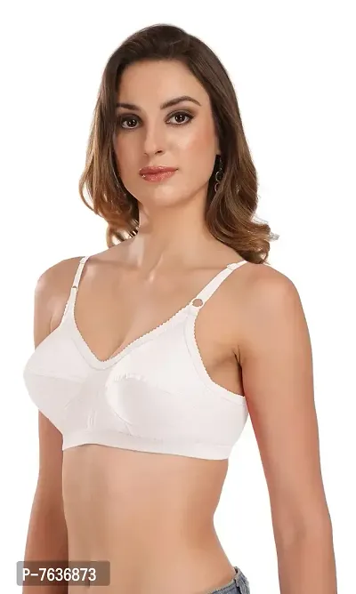 Featherline Cotton Non Padded Non Wired Full Coverage Women's Everyday Bra (Skin, White, 32B)-thumb3