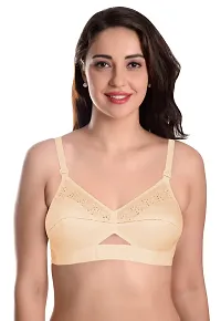 Featherline Pure Cotton Embroidered Non Padded Non Wired Women's Everyday Bras (Cotton Straps)-thumb1