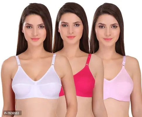 Featherline 100% Pure Cotton Perfect Fitted Non Padded Women's Everyday Bras (Elastic Straps)