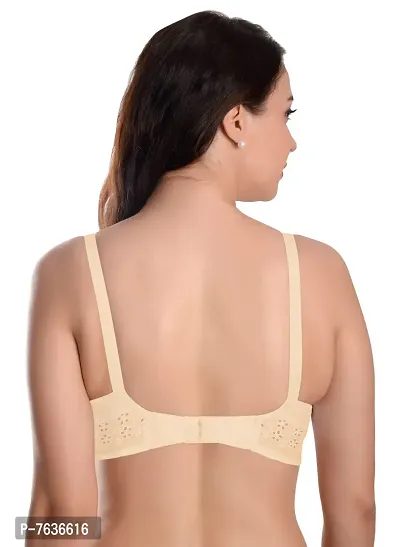 Featherline Pure Cotton Embroidered Non Padded Non Wired Women's Everyday Bras (Cotton Straps)-thumb3