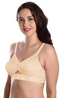 Featherline Pure Cotton Embroidered Non Padded Non Wired Women's Everyday Bras (Cotton Straps)-thumb3