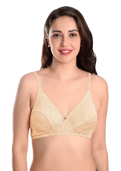 Featherline Pure Embroidered Non Padded Non Wired Women's Everyday Bras (Cotton Straps)