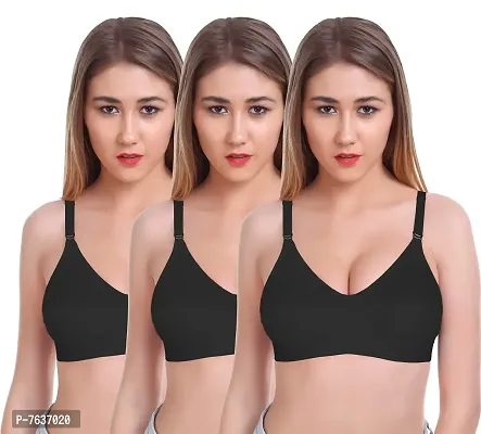 Buy Featherline 100% Pure Cotton Perfect Fitted Non Padded Women's Teenager  Bras (Elastic Straps) (Black-3, 40D) Online In India At Discounted Prices